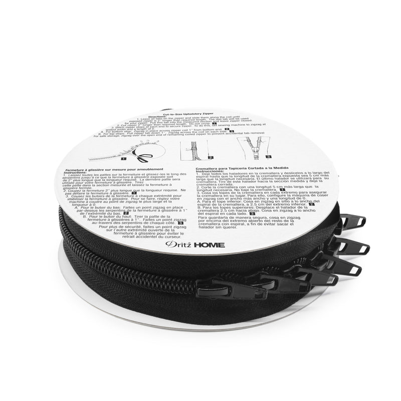 Cargue la imagen en el visor de la galería, 44239|Dritz Cut-To-Size Upholstery Zipper, Black, 3-1/4 yd
