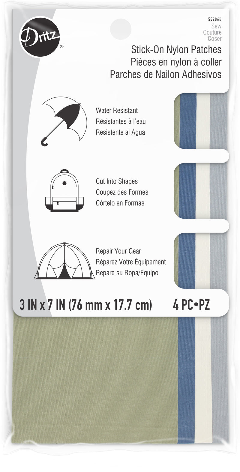 Load image into Gallery viewer, 55206B|Dritz Nylon Stick-On Patches, 3" x 7", Assorted, 4 pc