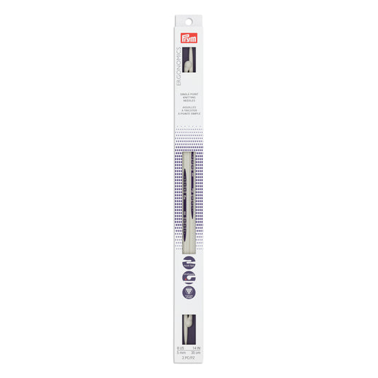 57030|Prym 14" Ergonomic Single Point Knitting Needles, US 8 (5mm)