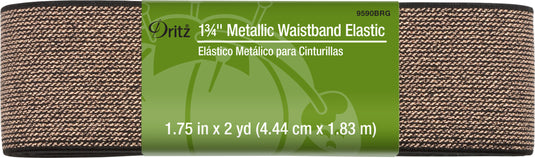 9590BRG|Dritz 1-3/4" Metallic Waistband Elastic, Black & Rose Gold Metallic, 2 yd