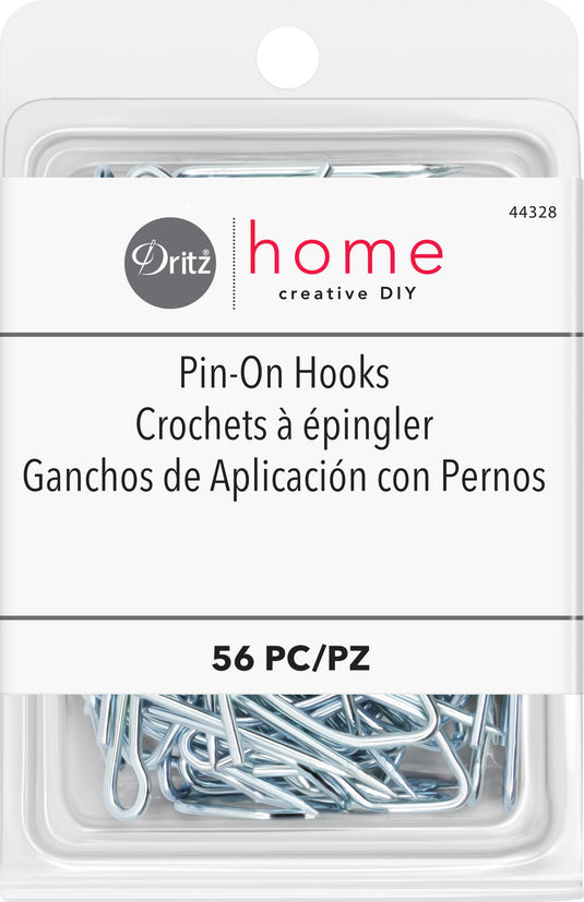 44328|Dritz Pin-On Hooks, Silver, 56 pc