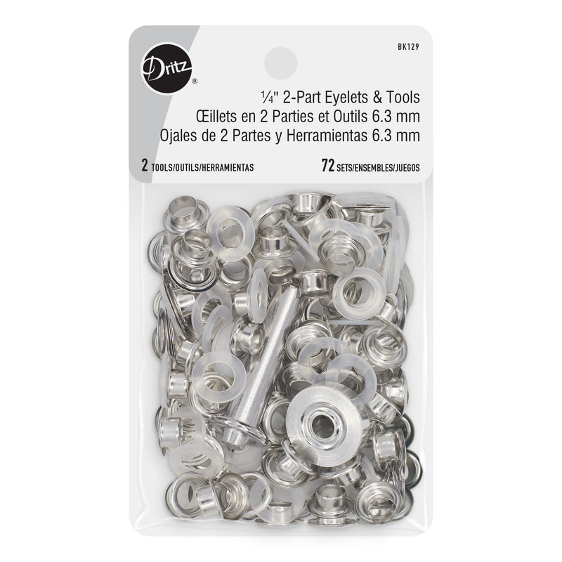 Load image into Gallery viewer, BK129|Dritz 1/4" 2-Part Eyelets &amp; Tools, 72 Sets, Nickel