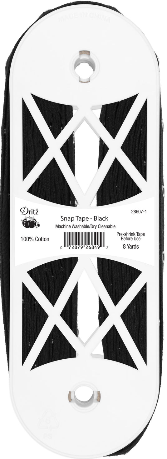 28607-1|Dritz Snap Tape with Metal Snaps, Black, 8 yd