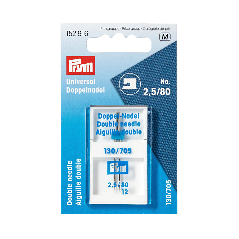Cargue la imagen en el visor de la galería, 152916|Prym Double Sewing Machine Needle, Universal, Size 2.5 (No. 80)