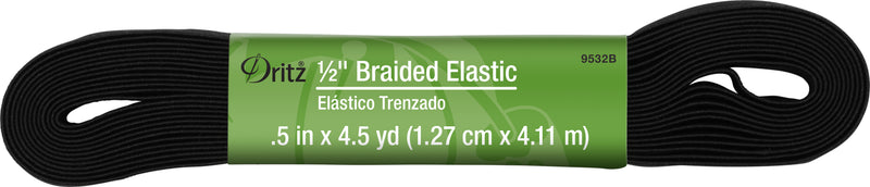 Cargue la imagen en el visor de la galería, 9532B|Dritz 1/2" Black Braided Elastic, 4-1/2 yd