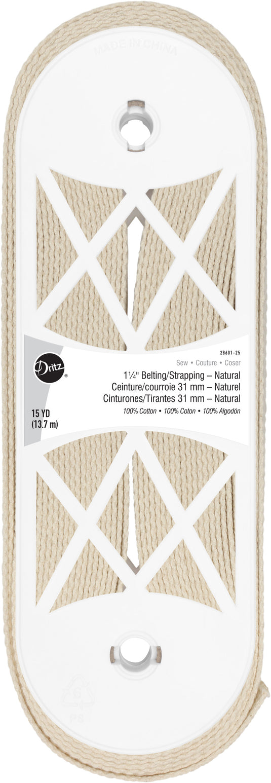 28601-25|Dritz 1-1/4" Cotton Belting & Strapping, Natural, 15 yd
