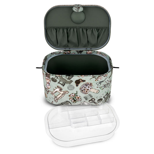 Z10332-211|Dritz Oval Sewing Basket with Metal Handle, Large