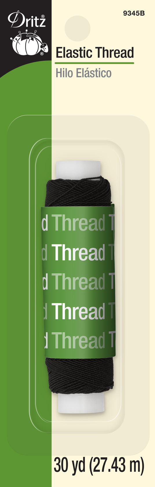 9345B|Dritz Elastic Thread, Black, 30 yd