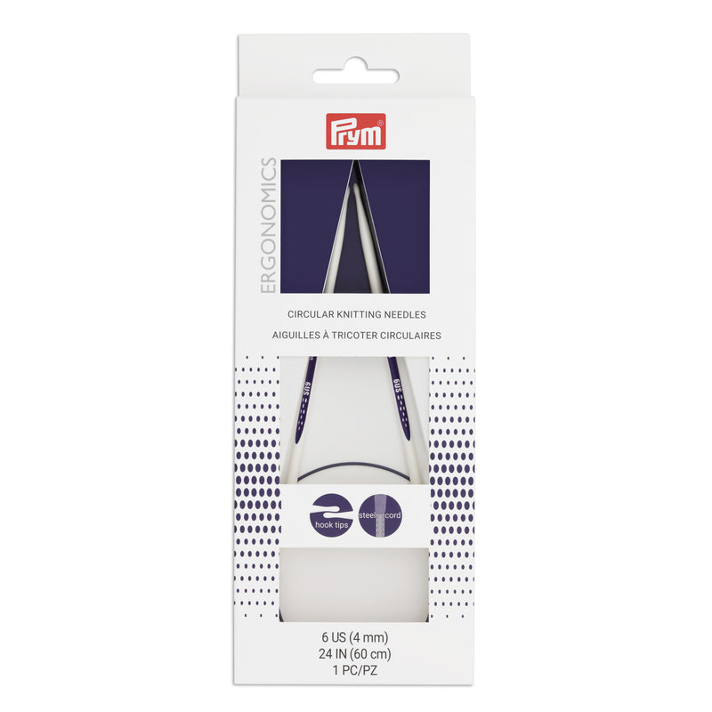 Cargue la imagen en el visor de la galería, 57077|Prym 24" Ergonomic Circular Knitting Needles, US 6 (4mm)