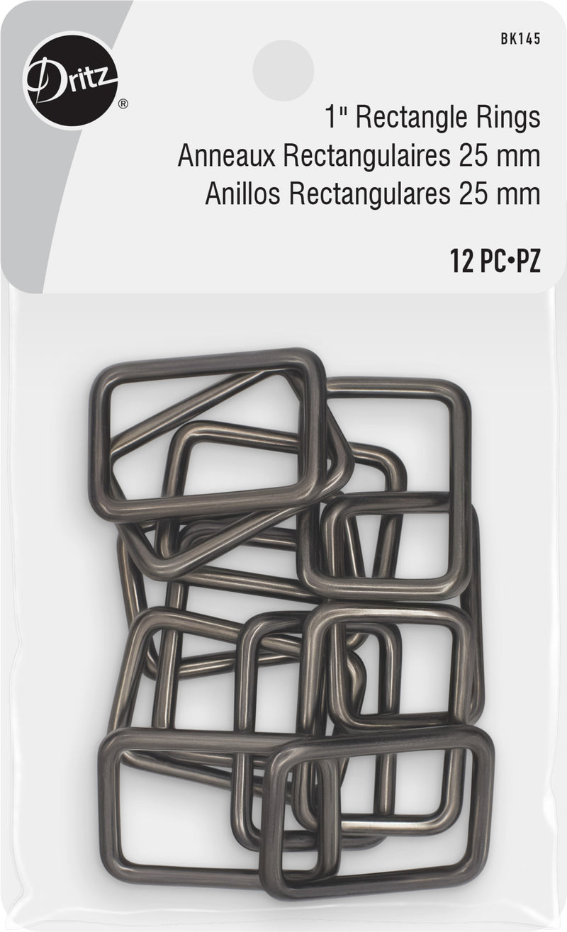 Load image into Gallery viewer, BK145|Dritz 1" Rectangle Rings, Gunmetal, 12 pc