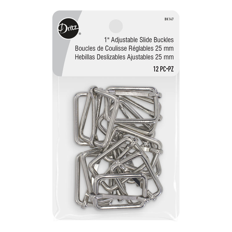 Load image into Gallery viewer, BK147|Dritz 1" Adjustable Slide Buckles, Nickel, 12 pc