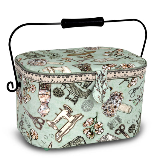 Z10332-211|Dritz Oval Sewing Basket with Metal Handle, Large