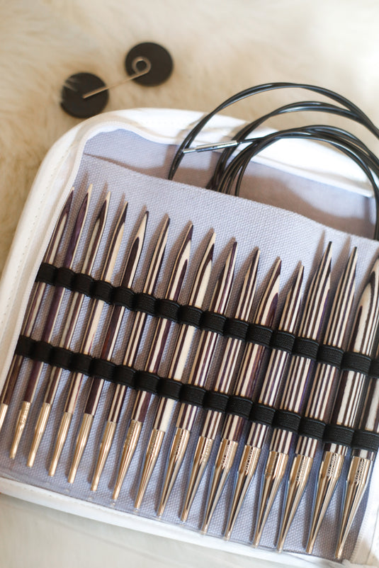 223801|Prym Circular Knitting Needles Set, Interchangeable, Wood, 4-10mm