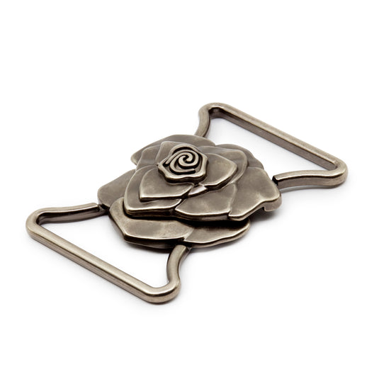 189-68|Dritz Rose Fashion Buckle, Antique Silver