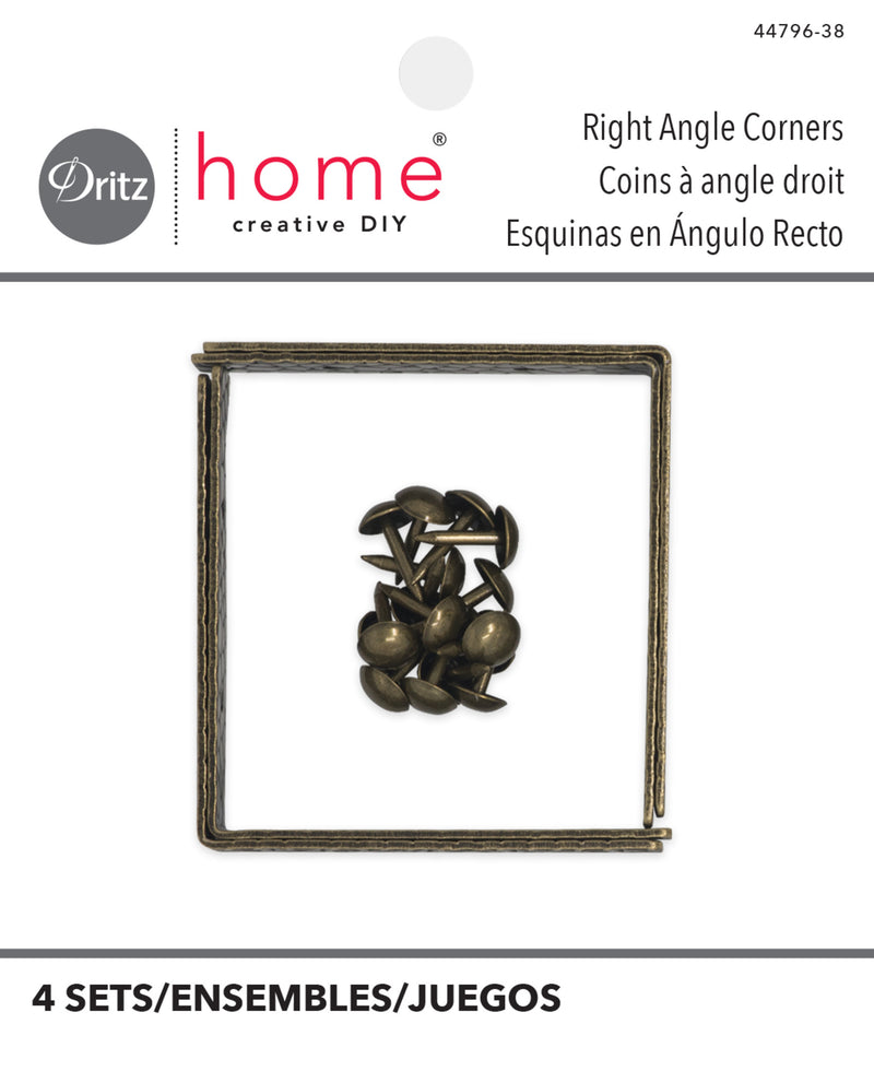 Load image into Gallery viewer, 44796-38|Dritz Textured Right Angle Corners, Small, Antique Brass, 4 pc