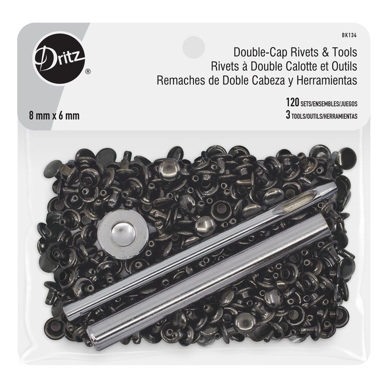 Load image into Gallery viewer, BK134|Dritz Double-Cap Rivets &amp; Tools, 120 Sets, Gunmetal