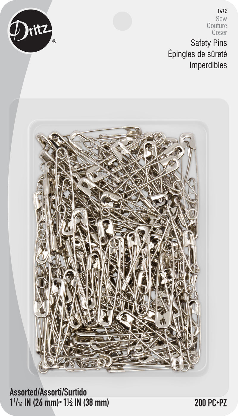 Load image into Gallery viewer, 1472|Dritz Safety Pins, Assorted Sizes, Nickel, 200 pc