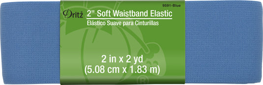9591-BLUE|Dritz 2" Soft Waistband Elastic, Blue, 2 yd