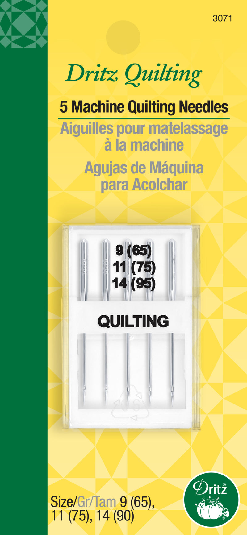 Load image into Gallery viewer, 3071|Dritz Machine Quilting Needles, Size 9, 11 &amp; 14, 5 pc