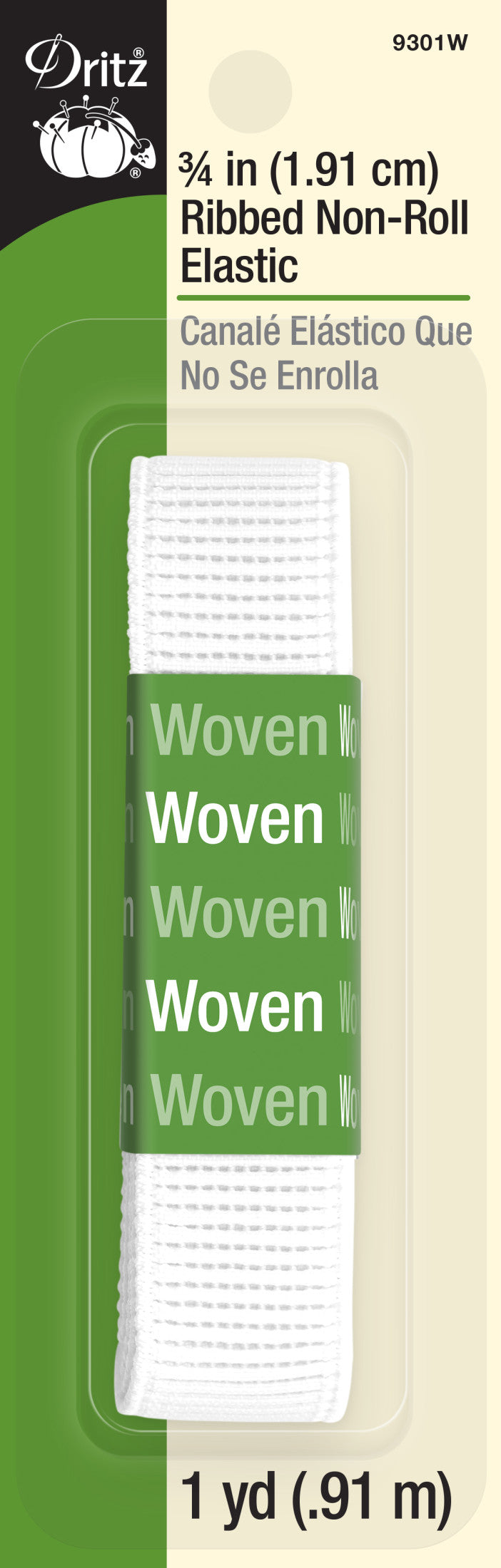 Cargue la imagen en el visor de la galería, 9301W|Dritz 3/4" Ribbed Non-Roll Elastic, White, 1 yd