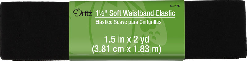 Load image into Gallery viewer, 9577B|Dritz 1-1/2" Soft Waistband Elastic, Black, 2 yd