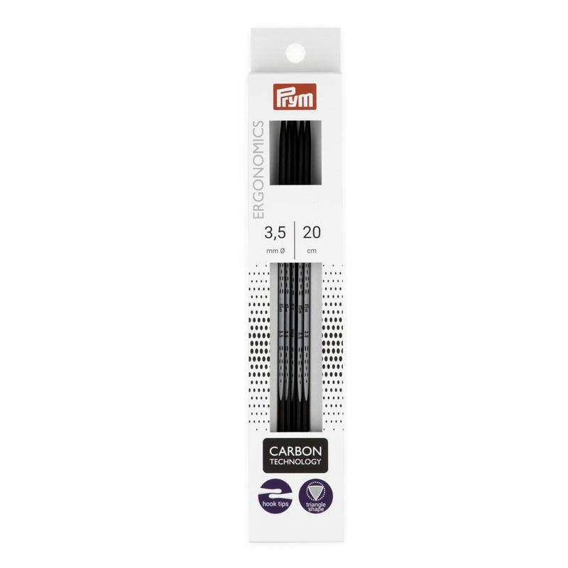 Cargue la imagen en el visor de la galería, 194223|Prym 8" Ergonomic Double Point Knitting Needles, Carbon, 3.5mm