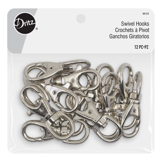 BK152|Dritz Swivel Hooks, Nickel, 12 pc