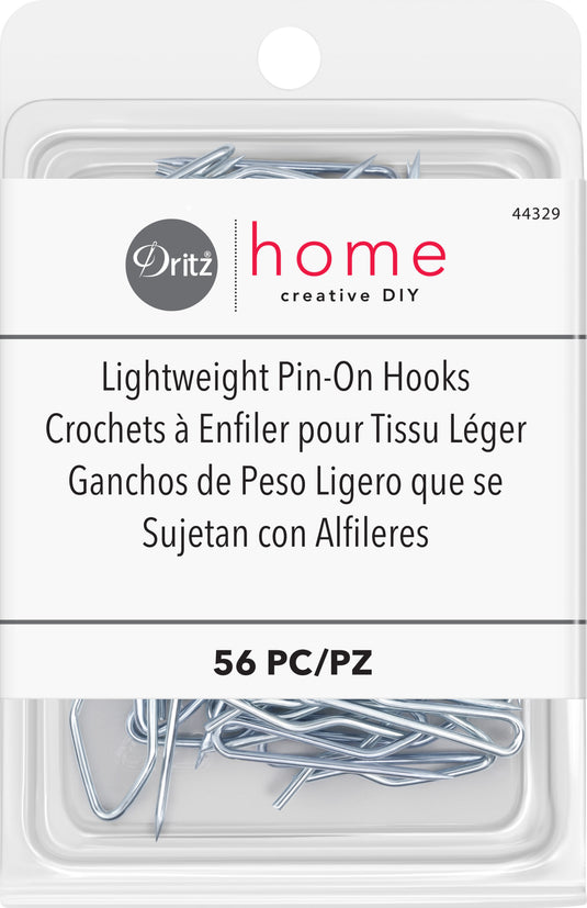 44329|Dritz Lightweight Pin-On Hooks, Silver, 56 pc