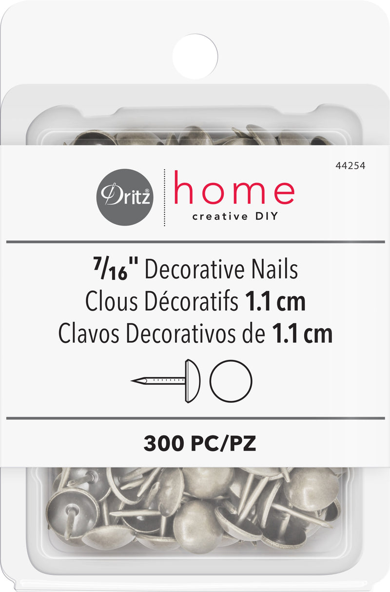 Load image into Gallery viewer, 44254|Dritz 7/16" Smooth Decorative Nails, Nickel, 300 pc