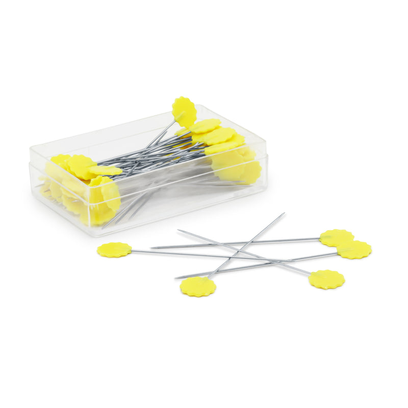 Load image into Gallery viewer, 3010|Dritz 2" Flat Flower Pins, Yellow, 50 pc