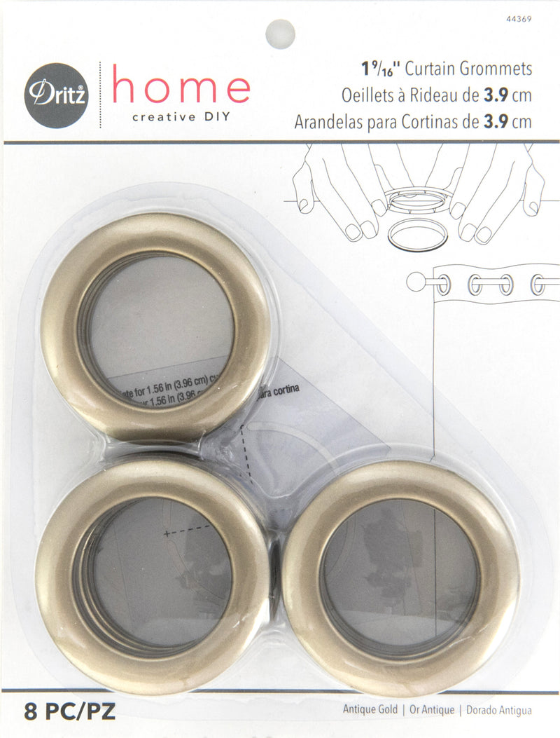 Load image into Gallery viewer, 44369|Dritz 1-9/16" Plastic Curtain Grommets, Antique Gold, 8 Sets