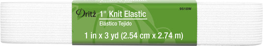 9518W|Dritz 1" Knit Elastic, White, 3 yd