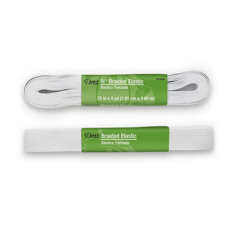 Chargez l'image dans la visionneuse de la galerie, 9534W|Dritz 3/4" White Braided Elastic, 3 yd