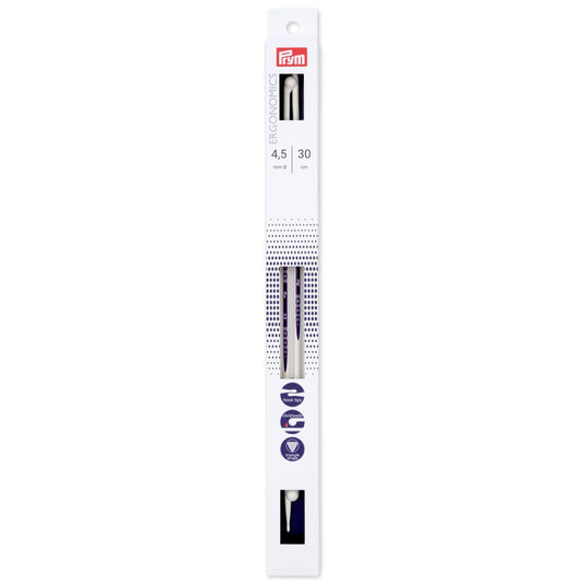 190305|Prym 12" Ergonomic Single Point Knitting Needles, 4.5mm