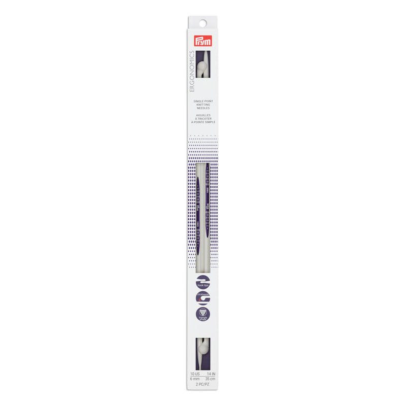 Cargue la imagen en el visor de la galería, 57032|Prym 14" Ergonomic Single Point Knitting Needles, US 10 (6mm)