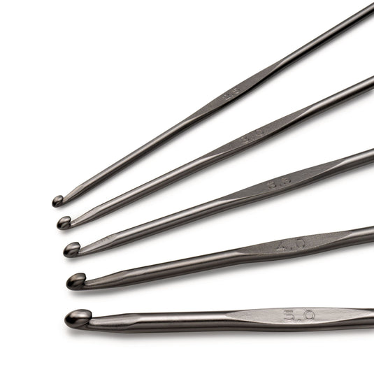 195991|Prym Crochet Hook Set, Gunmetal, 2.5-5mm