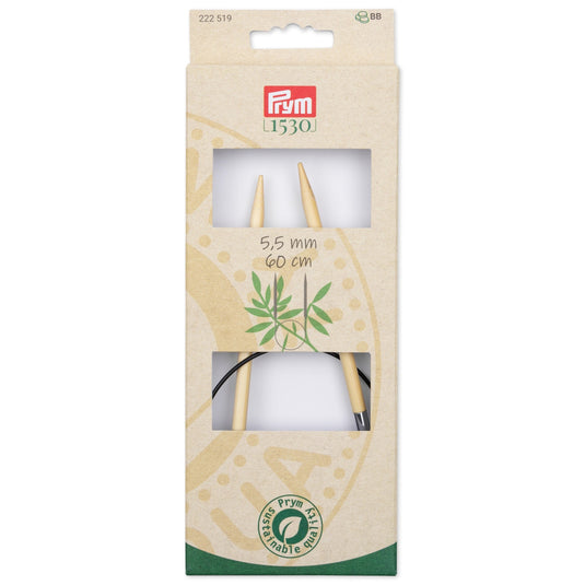 222519|Prym 24" (60 cm) Circular Bamboo Knitting Needles, US 9 (5.5 mm)