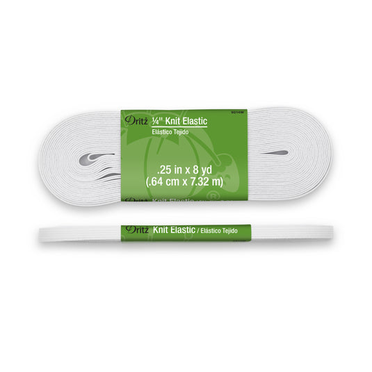 9514W|Dritz 1/4" Knit Elastic, White, 8 yd