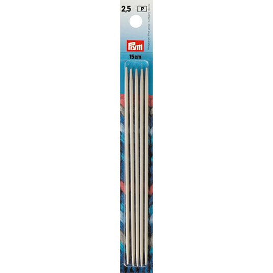 191362|Prym 6" Double Point Aluminum Knitting Needles, 2.5mm