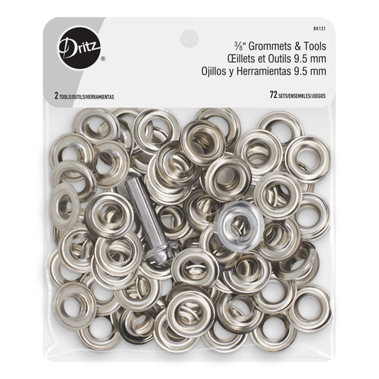 BK131|Dritz 3∕8" Grommets & Tools, 72 Sets, Nickel
