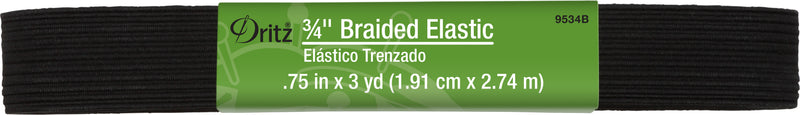 Cargue la imagen en el visor de la galería, 9534B|Dritz 3/4" Black Braided Elastic, 3 yd