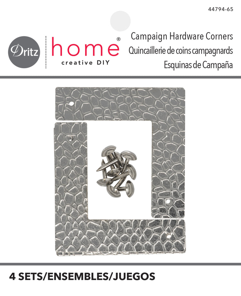 Load image into Gallery viewer, 44794-65|Dritz Textured Campaign Corners, Small, Nickel, 4 pc
