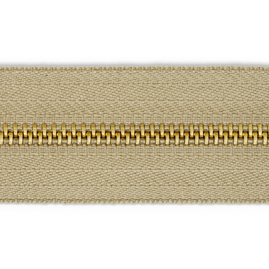 9066|9069|Dritz Brass Upholstery Zipper, Beige, 2 yd