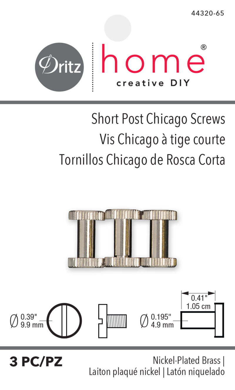 Load image into Gallery viewer, 44320-65|Dritz Short Post Chicago Screws, Nickel, 3 pc