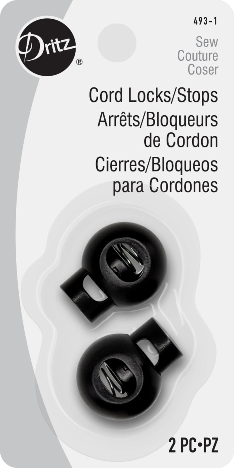 Cargue la imagen en el visor de la galería, 493-1|Dritz Cord Locks &amp; Stops, Black, 2 pc