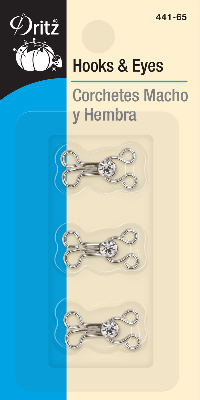 Load image into Gallery viewer, 441-65|Dritz Hooks &amp; Eyes with Rhinestones, 3 Sets, Nickel