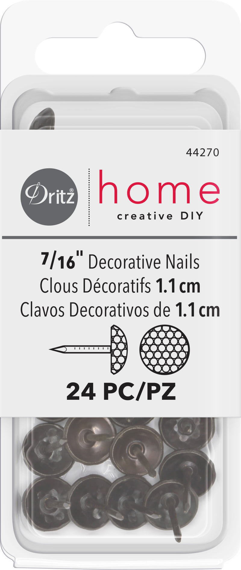 Load image into Gallery viewer, 44270|Dritz 7/16" Textured Decorative Nails, Black, 24 pc
