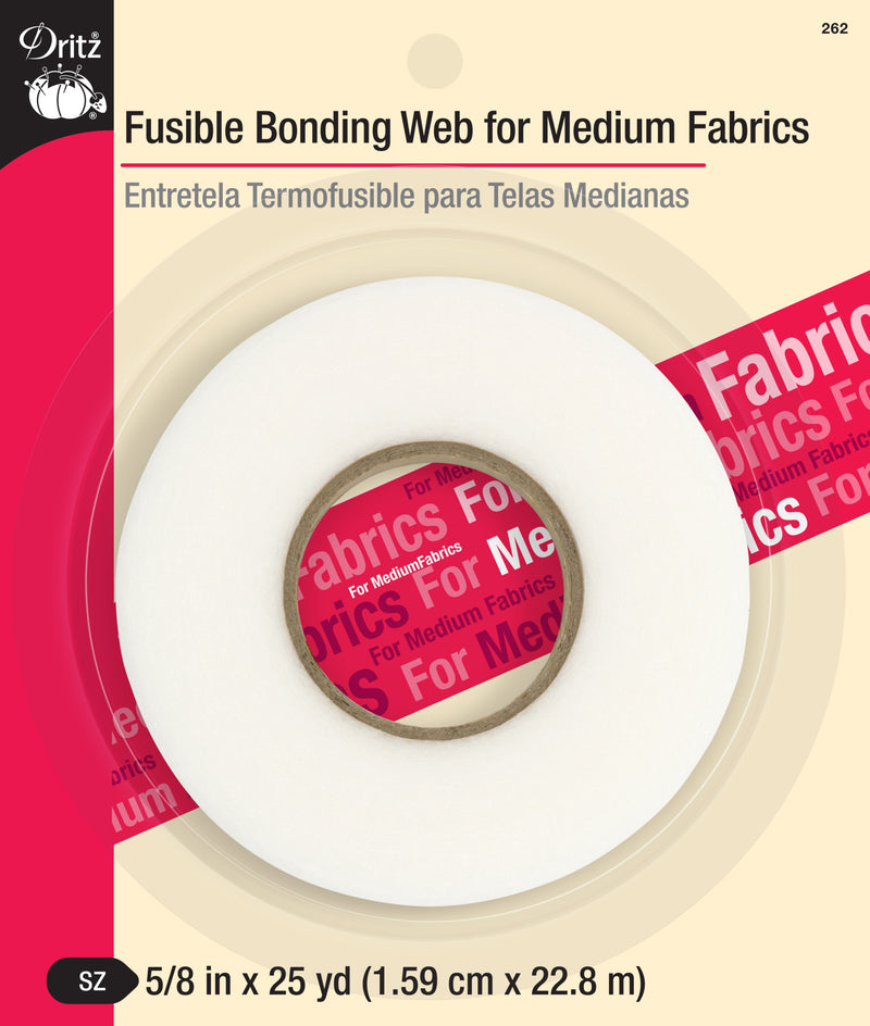 Cargue la imagen en el visor de la galería, 262|Dritz 5/8" Fusible Bonding Web for Medium Fabrics, White, 25 yd